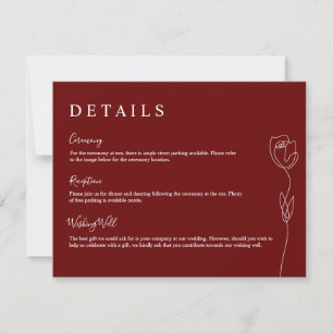 Whimsical Line Rose Detail Enclosure Card