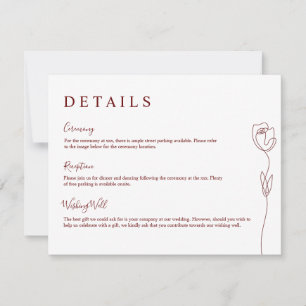 Whimsical Line Rose Detail Enclosure Card