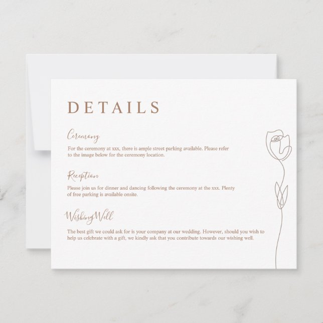 Whimsical Line Rose Detail Enclosure Card (Front)