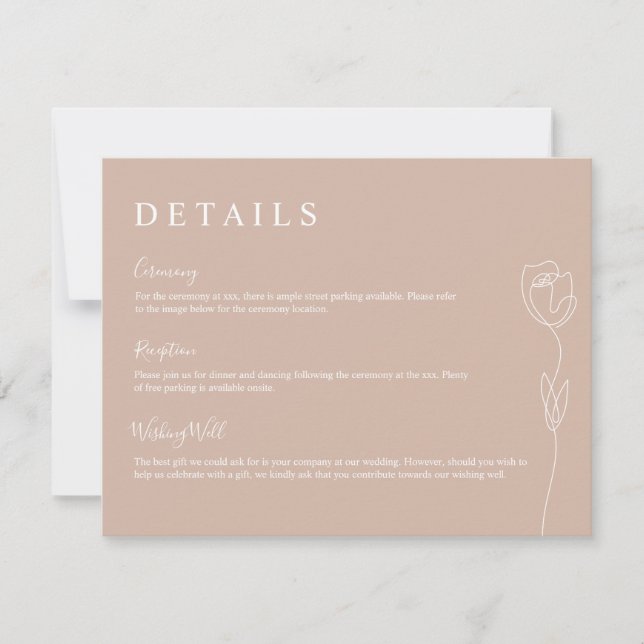 Whimsical Line Rose Detail Enclosure Card (Front)