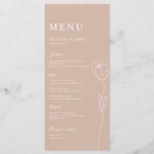 Whimsical Line Rose Menu Card