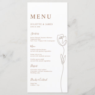 Whimsical Line Rose Menu Card