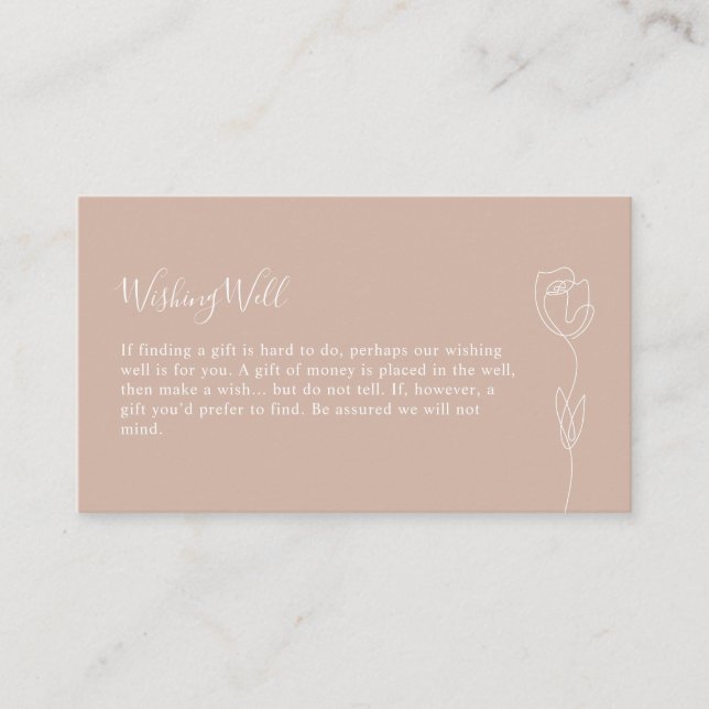 Whimsical Line Rose Wishing Well Enclosure Card (Front)