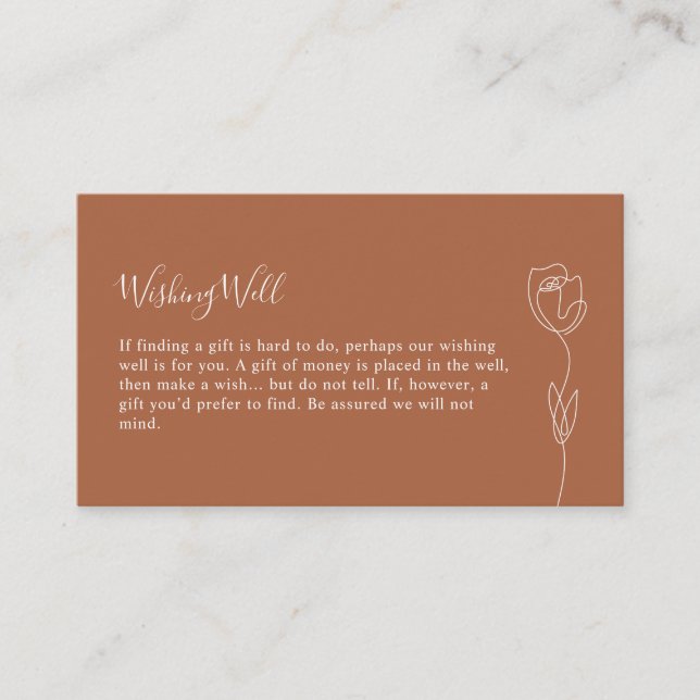 Whimsical Line Rose Wishing Well Enclosure Card (Front)