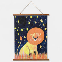 Whimsical Lion and Stars Hanging Poster – Celestia