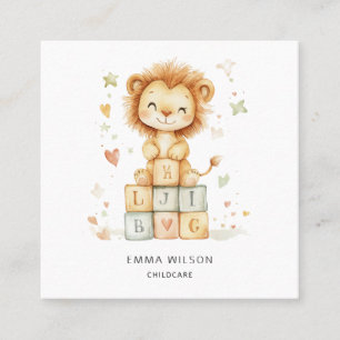 Whimsical Lion Cub Childcare Business Card