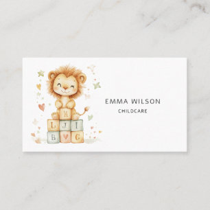 Whimsical Lion Cub Childcare Business Card