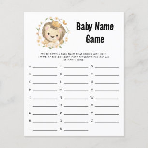 Whimsical Lion King Baby Name Shower Game