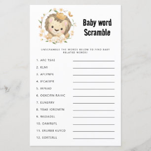 Whimsical Lion King Baby Shower Word Scramble Game