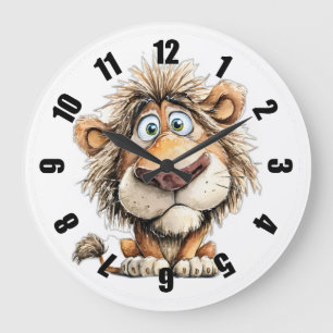 Whimsical lion large clock