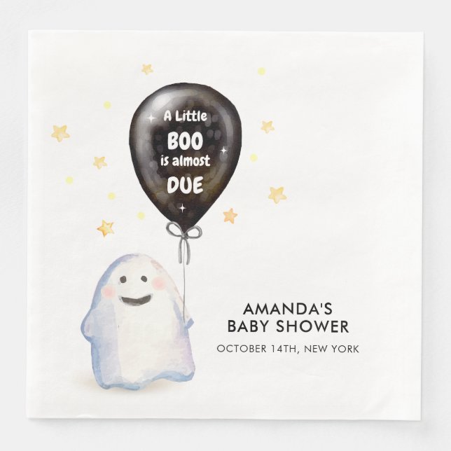 Whimsical Little Boo Balloon Baby Shower Napkin (Front)