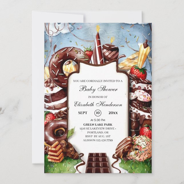 Whimsical Little Chocolate Baby Shower Invitation (Front)