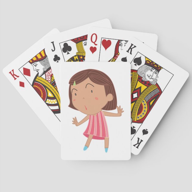 Whimsical Little Girl in Pink Striped Dress Playing Cards (Back)