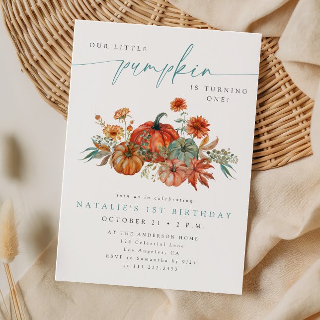 Whimsical Little Pumpkin Fall First Birthday Invitation (Creator Uploaded)