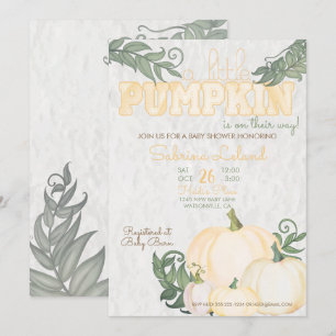 Whimsical Little Pumpkin Yellow Baby Shower Invitation