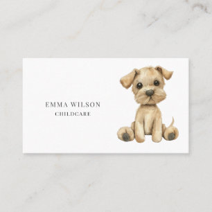 Whimsical Little Puppy Childcare Business Card