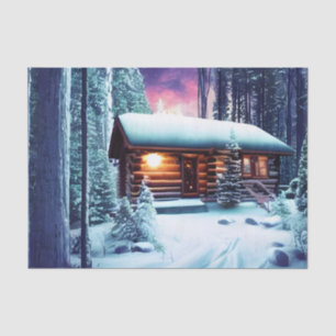 Whimsical Little Rustic Log Cabin In The Woods Tissue Paper