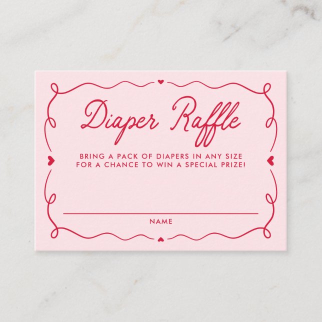 Whimsical Little Sweetheart Diaper Raffle Enclosure Card (Front)