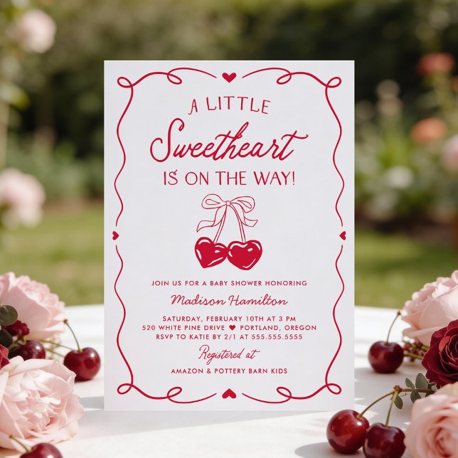 Whimsical Little Sweetheart Valentines Baby Shower Invitation (Creator Uploaded)