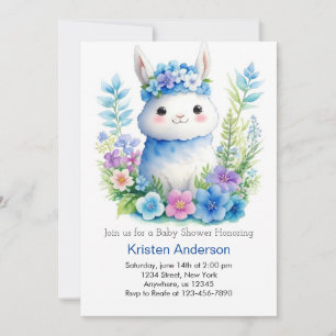Whimsical Llama Adventure Awaits Boy Baby Shower Invitation