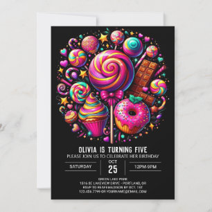 Whimsical Lollipop Candyland Digital Birthday Invitation