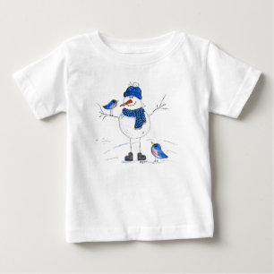 Whimsical Long-Legged Snowman Baby T-Shirt