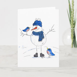 Whimsical Long-Legged Snowman Card