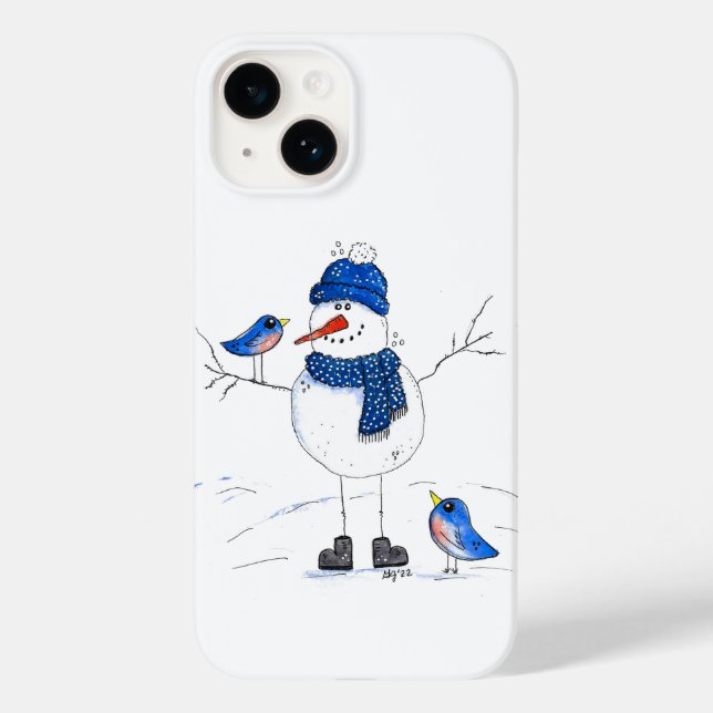 Whimsical Long-Legged Snowman Case-Mate iPhone Case (Back)