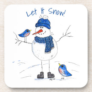 Whimsical Long-Legged Snowman Coaster