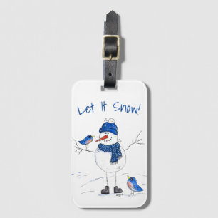 Whimsical Long-Legged Snowman Luggage Tag