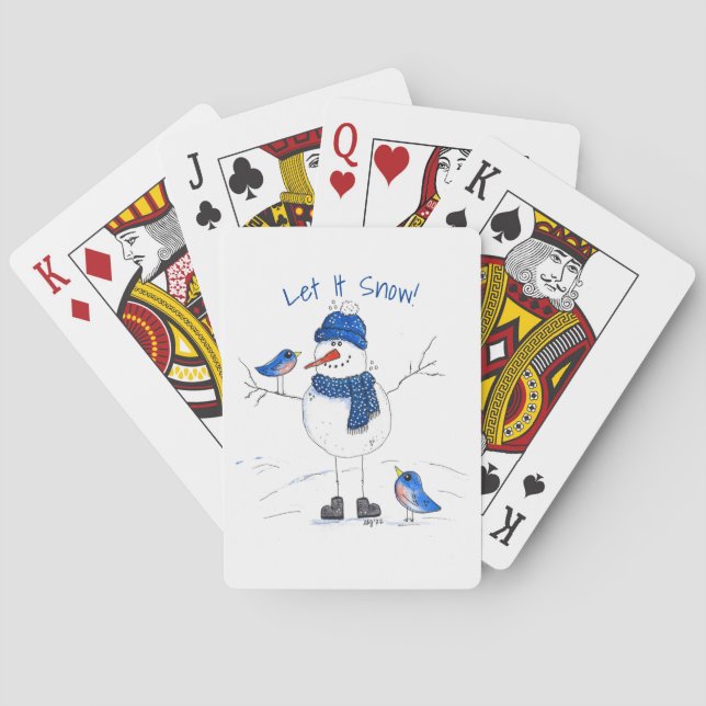 Whimsical Long-Legged Snowman Playing Cards (Back)