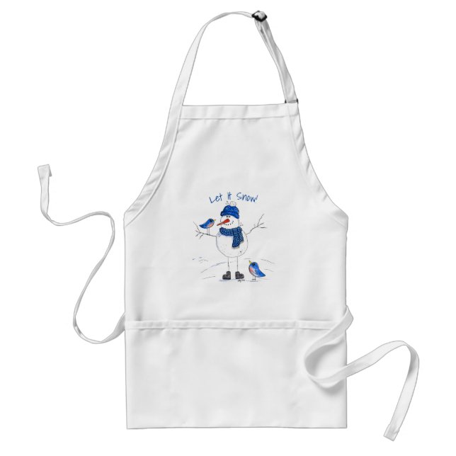 Whimsical Long-Legged Snowman Standard Apron (Front)