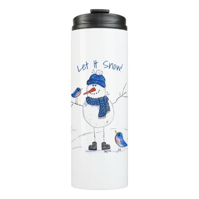 Whimsical Long-Legged Snowman Thermal Tumbler (Front)