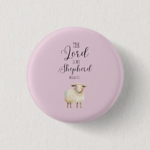 Whimsical Lord is My Shepherd Psalm 23:1 3 Cm Round Badge