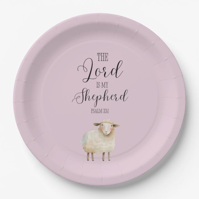 Whimsical Lord is My Shepherd Psalm 23:1 Paper Plate (Front)