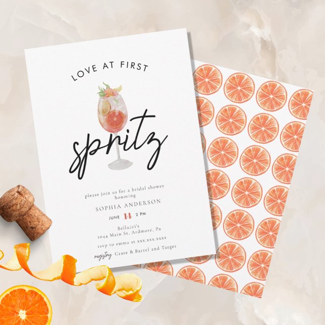 Whimsical Love at First Spritz Bridal Shower  Invitation (Creator Uploaded)