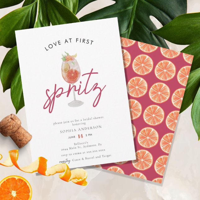 Whimsical Love at First Spritz Bridal Shower  Invitation (Creator Uploaded)