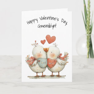 Whimsical Love Birds Happy Valentine's Day Card