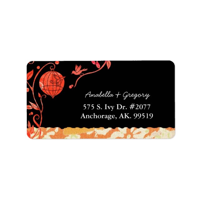 Whimsical Love Birds Wedding Address Label (Front)