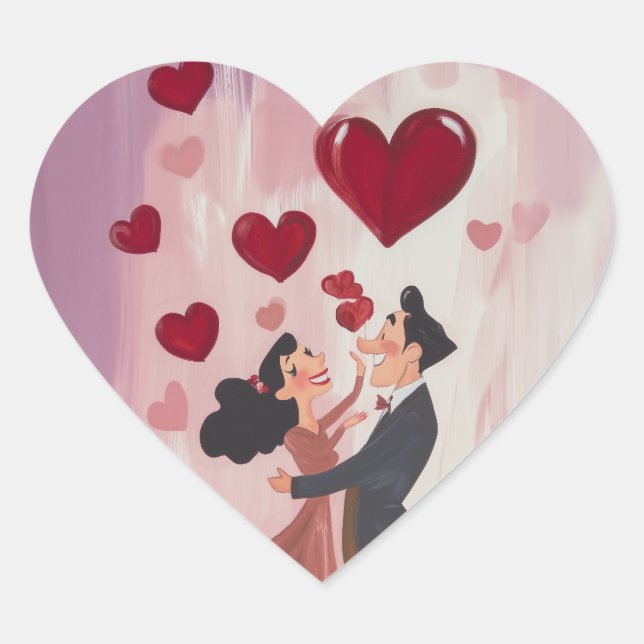 Whimsical Love in the Air Heart Sticker (Front)