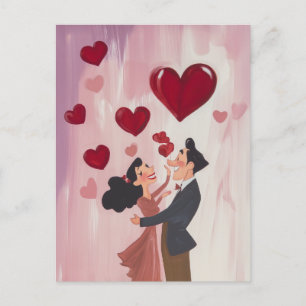 Whimsical Love in the Air Postcard