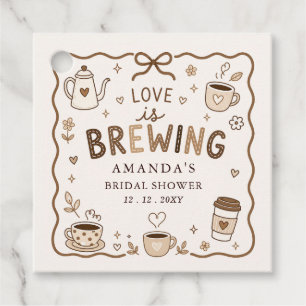 Whimsical Love is Brewing Coffee Bridal Shower Favour Tags