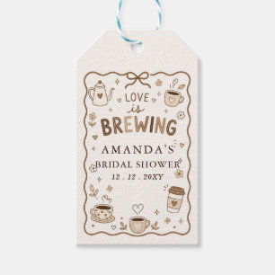 Whimsical Love is Brewing Coffee Bridal Shower Gift Tags