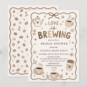 Whimsical Love is Brewing Coffee Bridal Shower Invitation