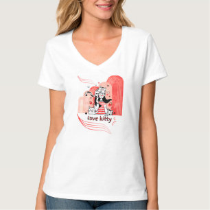 Whimsical "Love Kitty" Doodle Graphic T-Shirt