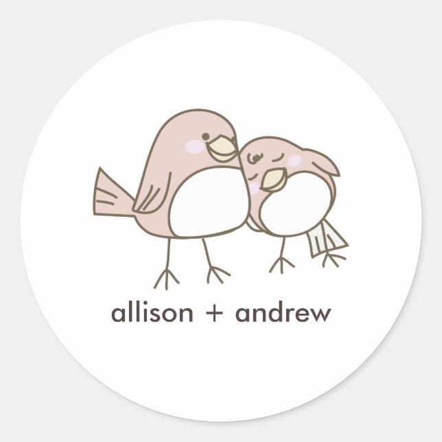 Whimsical Lovebirds Wedding Envelope Seal Sticker (Front)