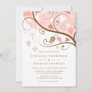 Whimsical Lovebirds Wedding Invitation