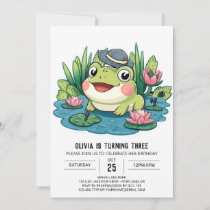 Whimsical Lovely Frog Digital Birthday Invitation