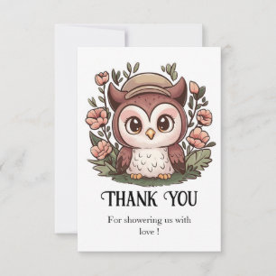 Whimsical Lovely Owl Baby Shower Thank You Card