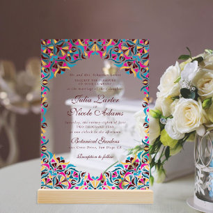 Whimsical Luxury Ivory Floral Style Border Wedding Acrylic Invitations